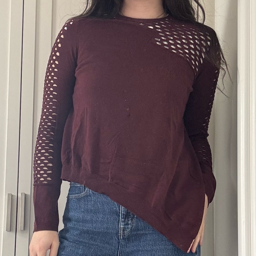 Alexander Wang Maroon merino wool Cut-Out asymmetric sweater size small